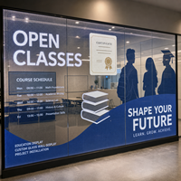 Écran LED transparent d'intérieur pour centre de formation, publicité sur mur en verre