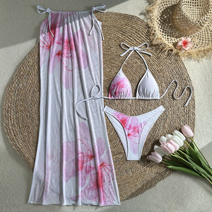 JSN Fashion Nouvelle Collection 2026 Ensemble Bikini Trois Pièces Imprimé Sexy pour <span class=keywords><strong>Femme</strong></span> avec Robe <span class=keywords><strong>de</strong></span> Plage, <span class=keywords><strong>Maillot</strong></span> <span class=keywords><strong>de</strong></span> <span class=keywords><strong>Bain</strong></span> Triangle Dos Nu Halter - Product Image 6