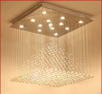 Lustre moderne de luxe en cristal transparent avec chaîne de pluie LED sans fil