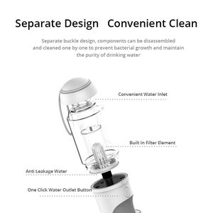 Botella de Agua Portátil para Mascotas, Diseño Ecológico en Forma de U, Filtro Incorporado, Dispensador de Viaje para Exteriores con un Solo Toque para Perros, Gatos y Aves - Product Image 3