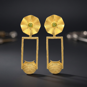 Pendientes Colgantes de Latón Chapado en Oro Hechos a Mano con Piedras Preciosas, Regalo de Compromiso y Boda, Estilo Étnico Bohemio, Unisex - Product Image 2