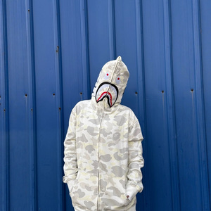 <span class=keywords><strong>Sudadera</strong></span> con capucha de tiburón con cremallera completa 2026, camuflaje, algodón y poliéster, con logo personalizado, proveedor de sudaderas para hombre - Product Image 3