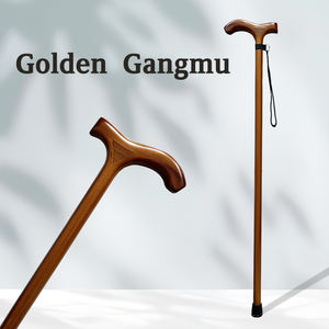 Bastón de madera maciza de cuatro pies para ancianos Ligero y antideslizante Oro pintado al horno y acero para viajes al aire libre - Product Image 4