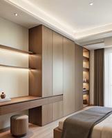 Nouvelle Combinaison de Meubles de Chambre à Coucher en Bois Moderne Personnalisée : Armoire, Coiffeuse et Miroir de Maquillage Lumineux Couleur Claire pour Hôtel
