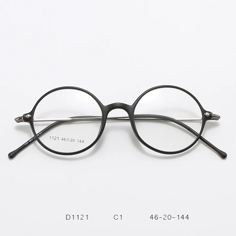 Kacamata Optik Ultem Bulat Bingkai Kacamata Retro Kacamata untuk Pria Resep Kacamata Logam Fleksibel Ultra Ringan