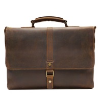 Sac Messager en Cuir Crazy Horse Magnétique avec Fermeture Éclair pour Hommes, Porté 2 Façons, Compatible Ordinateur Portable, Sac à Bandoulière Rétro Fait Main Personnalisé, Vente en Gros