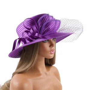 Hoàn Hảo Phổ Biến Nhất Satin Vải Nhà Thờ Hat Phòng Độc Đáo Nhiếp Ảnh Đám Cưới Hat Ưa Thích Trang Phục Chính Thức Hoa Fascinator Top Hat Nữ