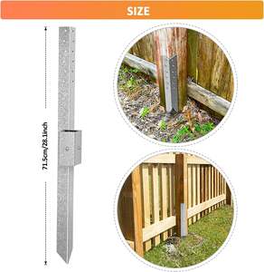 JH-Mech Lot de 2 piquets d'ancrage de clôture en acier robuste pour réparation de poteaux de clôture en bois inclinés ou cassés - Product Image 3