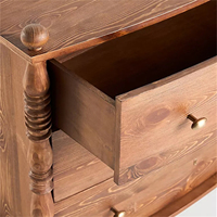 Commode moderne vintage en bois noir avec 3 tiroirs Commode marron de style américain