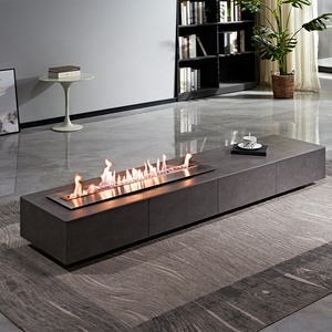 Modern Designer Electric Fireplace Insert Steel Vented Bio Ethanol Burner with Remote Control Smart <strong>Indoor</strong> <strong>Fire</strong> for Villas - Product Image 3