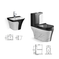 YIDA Cuvette de toilettes monobloc de luxe émaillée, à forme irrégulière, à double chasse, à fermeture douce, écologique, facile à nettoyer, pour villa et lavabo
