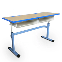 Ensemble de table double de style moderne pour salle de classe, mobilier en bois avec deux chaises pour les élèves, pour bureau d'étude des élèves