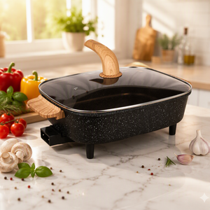 Olla Eléctrica Multifuncional con Revestimiento Antiadherente, Calentador <span class=keywords><strong>de</strong></span> Alimentos, Producto <span class=keywords><strong>de</strong></span> Tendencia 2026, Cocina <span class=keywords><strong>Coreana</strong></span> con Tapa <span class=keywords><strong>de</strong></span> Vidrio Templado - Product Image 1