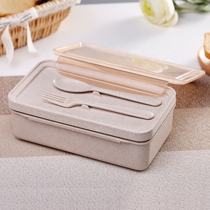 High Quality Wheat Straw Bento Box Rice Husk Lunch Box Wheat Fiber Tiffin Lunch Box With Fork Spoon