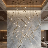 Lustre LED linéaire design en aluminium et acrylique à double tête pour plafond haut, escalier, villa, hall d'entrée