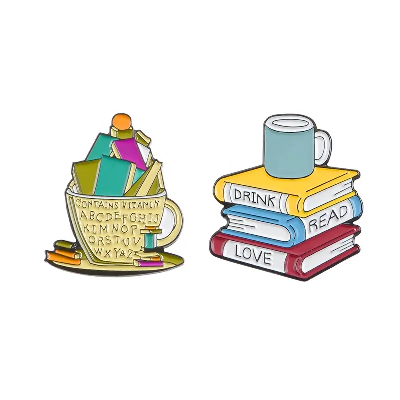 Reading World Enamel Pin Mental Food Book Time Clock Brooch School uniform Pin School Bag Badge Creative Gift student teacher