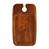 Großhandel New Style Natural Acacia Wood Serviert ablett Snack Serviert eller Charc uterie Board Food Platter Weinglas Loch Party