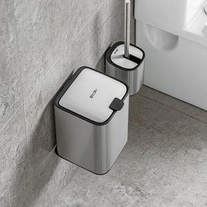 Set di <span class=keywords><strong>Spazzola</strong></span> per <span class=keywords><strong>WC</strong></span> e Cestino in Acciaio Inossidabile per Pulizia del Bagno e Smaltimento Rifiuti - Product Image 2