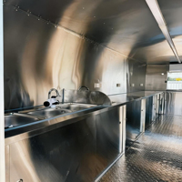 Remorque de restauration rapide mobile personnalisée avec cuisine complète en acier inoxydable pour glaces, pizzas, tacos, BBQ, hot-dogs