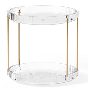 Étagère de rangement cosmétique multi-niveaux avec cadre doré pour le maquillage, les soins de la peau, les parfums, organisateur de bureau, salle de bain, vanité - Product Image 3