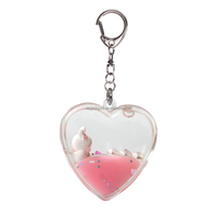 Mini porte-clés en acrylique en forme de cœur, créatif, avec dessin animé, liquide, résine 3D, flotteur personnalisé, sable mouvant, paillettes, souvenir, cadeau, vente en gros