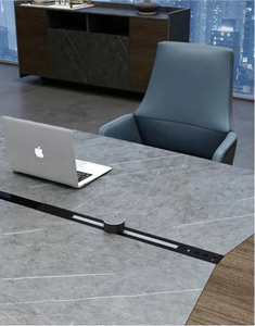 Mesa de Conferencia Rectangular de Madera y Metal Ecológica Contemporánea para 8-10 Personas, Opciones Personalizadas para Oficina en Casa y Reuniones de Oficina - Product Image 3