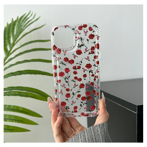 เคสโทรศัพท์สีแดงกุหลาบสำหรับ iPhone 17 Pro Max/16ยังเหมาะสำหรับ iPhone 15 Pro Max, กันกระแทกถุงลมนิรภัย, เคสนิ่มโปร่งใส - Product Image 4