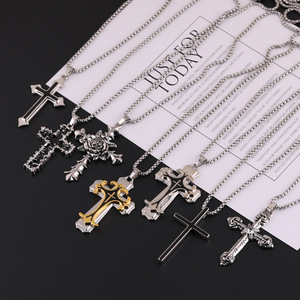 Collier Croix en Acier Inoxydable Unisexe, Pendentif DIY, Accessoire de Bijouterie, Style Hip Hop, Simple, Polyvalent, Tendance, Marque Privée - Product Image 1