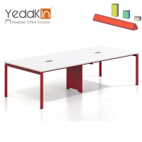 Poste de travail PC moderne, grande table de conférence modulaire avec structure métallique pour bureau de 8 à 10 personnes