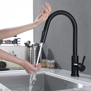 SANIPRO 304 Acero inoxidable negro Sensor automático fregadero cocina grifo mezclador de agua inteligente inducción táctil extraíble rociador grifo - Product Image 2