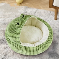 Lit-caverne de luxe en velours pour chat et chien, confortable, chaud, lavable, durable, motif uni, vente en gros d'usine, emballage en carton