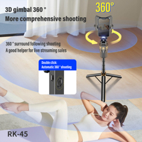 Trípode de palo Selfie de 1,8 metros con rotación de 360 y control remoto de seguimiento 3D, cámara de mano PTZ, función plegable, modelo de RK-X45