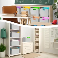 Lot de 6 paniers de rangement en tissu coloré, pliables, rectangulaires, en feutre, avec poignée, pour la maison, le dortoir, le bureau, l'armoire, l'étagère