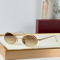 Lunettes de soleil ovales de luxe de haute qualité, style designer, monture métallique classique, verres dégradés anti-UV pour femmes, usage quotidien
