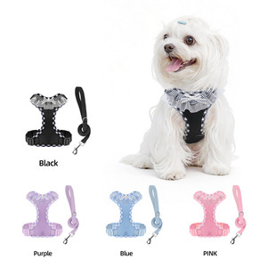 Harnais pour chien en dentelle et maille à carreaux avec laisse, gilet réglable pour petits chiots et chats, laisse pour chien - Product Image 4
