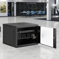 Armoire réseau murale compacte de 19 pouces 4U-6U, mini-rack de serveur en acier laminé à froid avec porte en verre trempé, anti-éclats