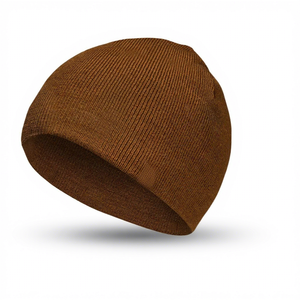 Unisex Brown Beanie Hat 100% Acrylic Hand Knitted Breathable Waterproof <b>Winter</b> <b>Cap</b> Casual Solid Color Stretchable Fit Adult Size - Product Image 3