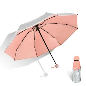 Parapluies de protection solaire de production UV Parapluie de couleur unie de poche portable pour filles Mini parapluie pliant pour dame