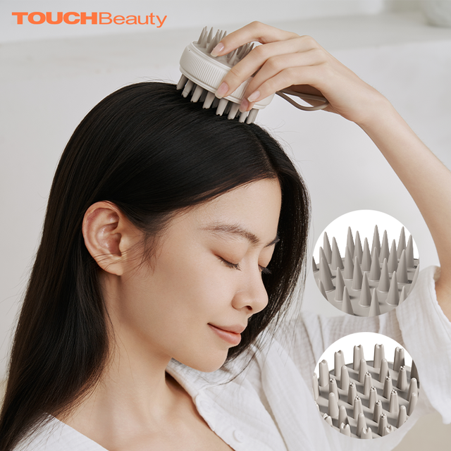 TOUCHBeauty 2 in 1 Soft Silicone Head Scalp Massager Shampoo Scrubber Hair Wash Scalp Brush for Dandruff