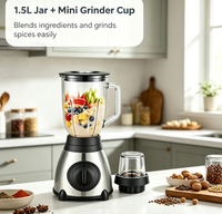 GB-BL66 450W blender voor op het aanrecht, 5-snelheden sapcentrifuge, AC220-240V 50/60Hz 1,5L blender met plastic kan en maalaccessoire