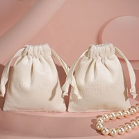 Pochette à bijoux personnalisée en velours recyclable avec logo, petit sac à cordon en velours pour emballage cadeau, sac à bijoux en velours suédé