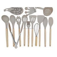 Offre Spéciale 33 pièces antiadhésif cuisine batterie de cuisine poignées en bois silicone tourneur pinces spatule cuillère sans danger pour la cuisson des aliments