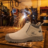 Bottes de travail de sécurité isolées en cuir microfibre unisexe WANZHUO avec embout en acier, protection contre les risques électriques, pour soudeurs, hiver