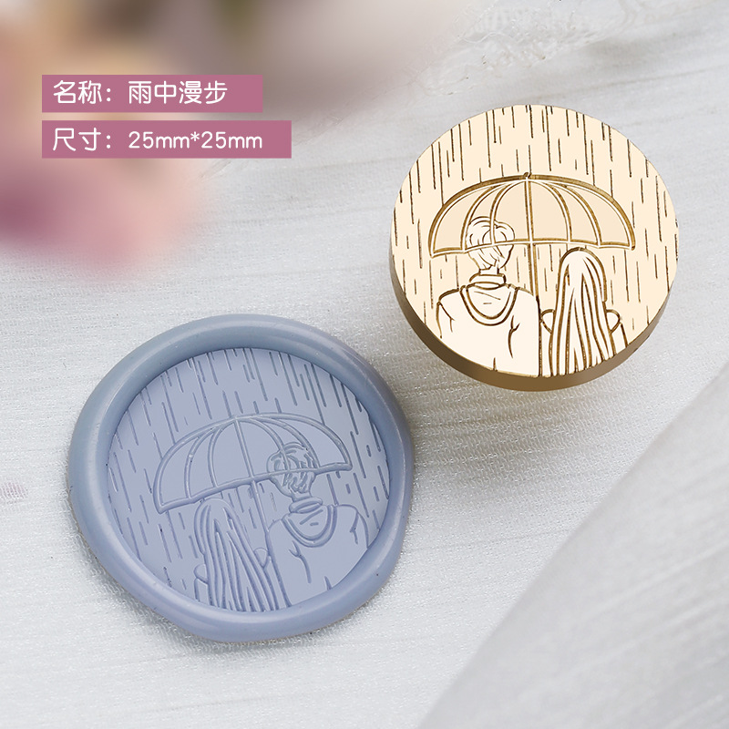 Une promenade sous la pluie (bords vieillis multicouches, rond de 25 mm)