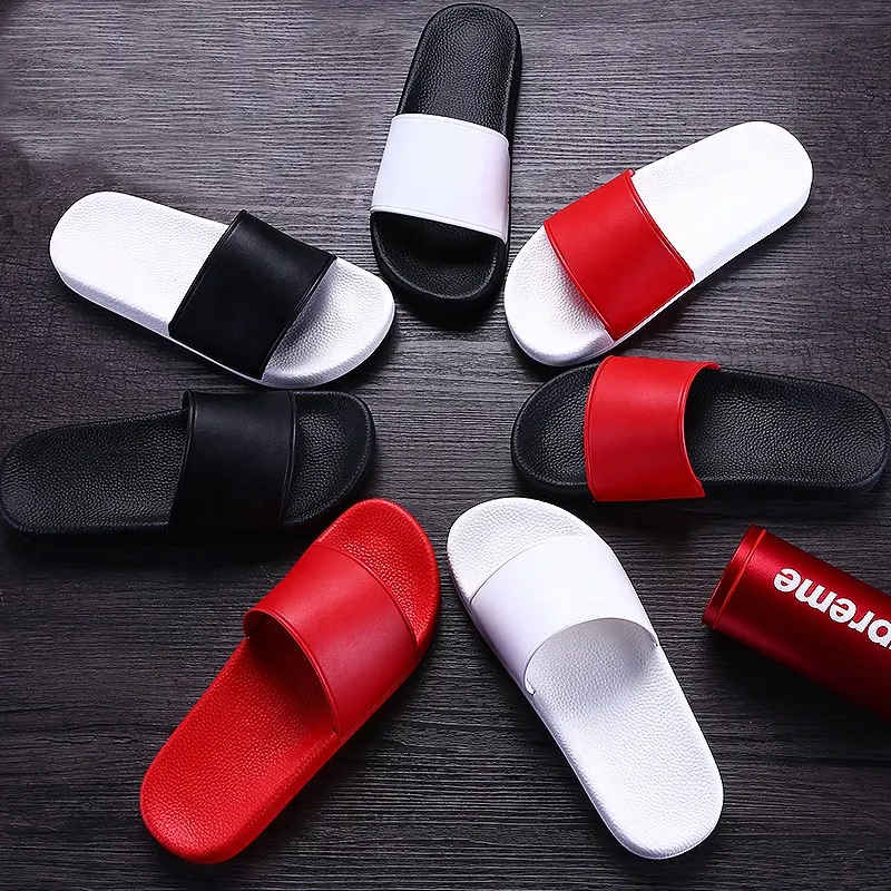 2022 OEM Custom Logo Slippers Men Plain Blank Slide Sandals Black Slides Footwear Sandal PVC Custom Logo Slide Sandal
