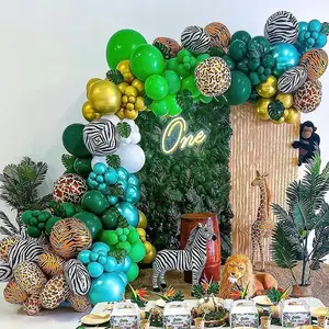 Safari Balloon Garland Arch Kit Jungle Theme Party Baby Shower Wild One Birthday Decorations Leopard Zebra