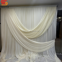 Voilage de mariage moderne et personnalisé, lisse, avec draperie croisée à l'avant, en soie de lait et élasthanne, pour toile de fond de mariage, fête ou événement