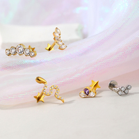 Toposh ASTM F136 Zircon serpent Fleurs Rock Threadless Push In top Anneaux balancent oreille Labret g23 titane piercing bijoux