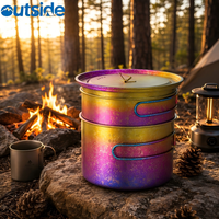 Ensemble de cuisine en titane pur, ultraléger 280g, pot de qualité alimentaire 1200ml, assiette 400ml, camping, pique-nique, cuisine en plein air, logo personnalisé