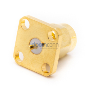 Brida de 4 orificios SMA Macho RF Coaxial 50Ohm Conector de enchufe recto estándar Tipo de soldadura de la DC-6GHz - Product Image 3